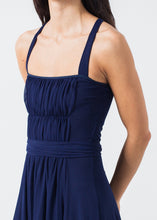 Load image into Gallery viewer, Ruched Party Dress in Navy